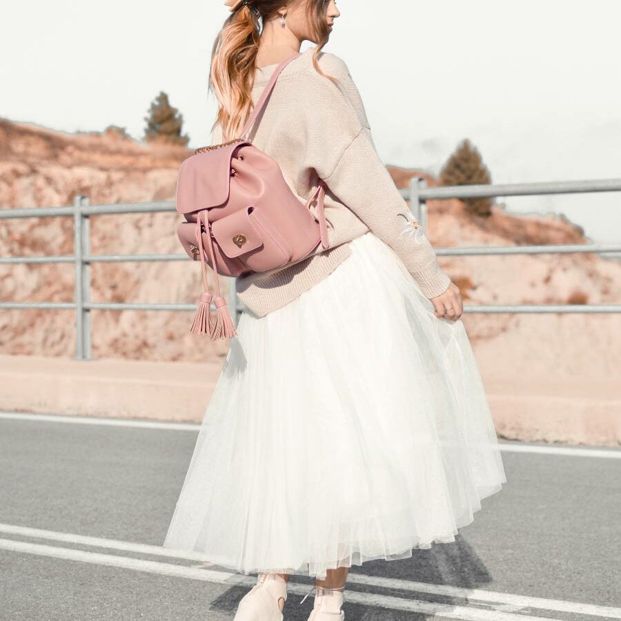 Medium leather backpack